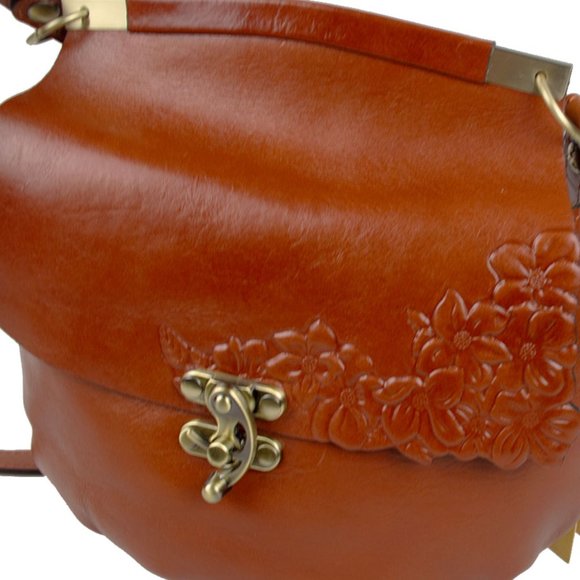 Patricia Nash Cinnamon Hand Cut Tooled Collection Veneto Floral Crossbod… - Picture 4 of 15
